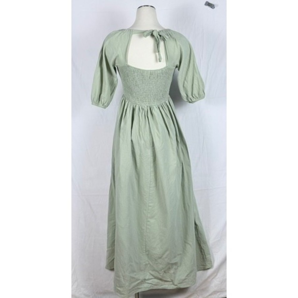 Nasty Gal Green Maxi Dress 0 Smocked Puff Sleeve Cottagecore Country - Picture 6 of 11